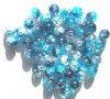 50 8mm Crystal/Aqua/Montana Crackle Beads